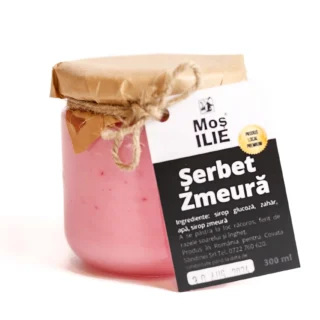 Șerbet de zmeură Moș Ilie este un deliciu natural, perfect pentru cei care iubesc gustul intens al zmeurei. Preparat din