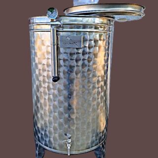 Butoi inox alimentar cu capac flotant pentru vin, capacitate 150 litri, ideal pentru fermentare și păstrare. Fabricat din