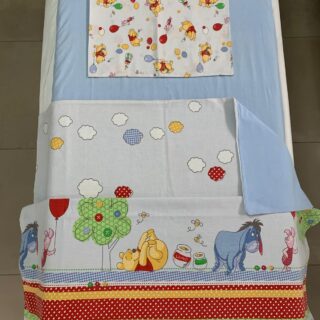 Lenjerie patut bebelusi, albastra , model Pooh