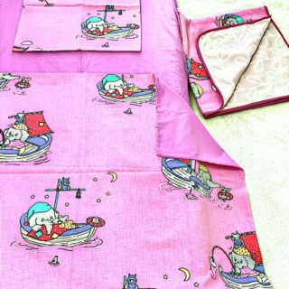 Lenjerie patut bebelusi roz cu elefantei