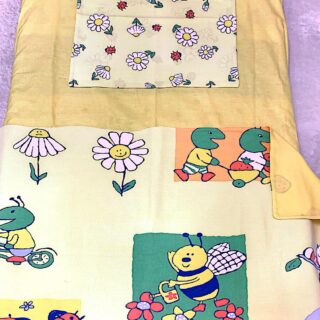 Lenjerie patut bebelusi, galbena ,model Buburuze