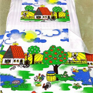 Lenjerie patut bebelusi , multicolora , model Ferma Vesela