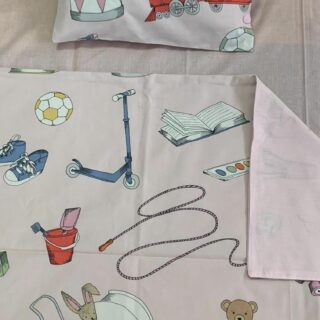 Lenjerie patut bebelusi roz model Trenulet