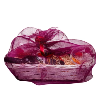 Vin de coacăze negre și 2 pahare - Coș cadou elegant