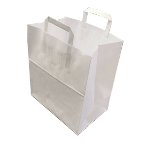 Sacoșă albă cu maner plat 26.5x17x29 – 300 buc./cutie albe